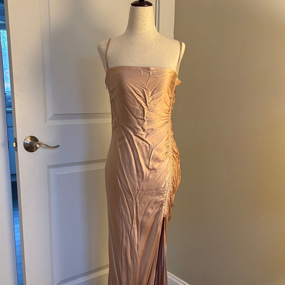 Shona Joy Strapless Tan Dress